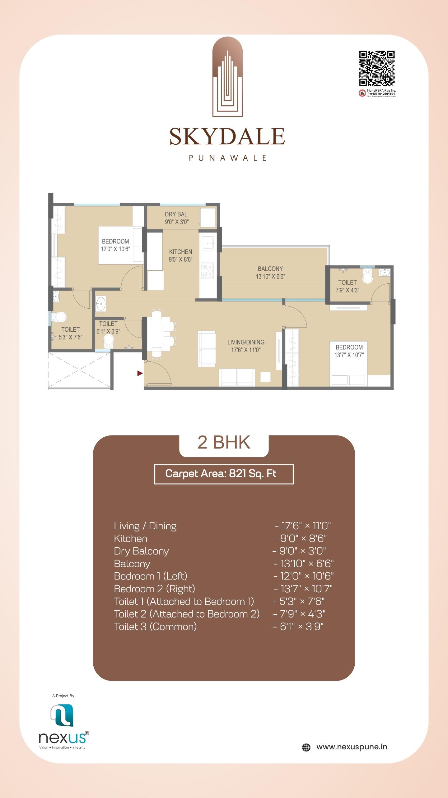 2 BHK floor plan