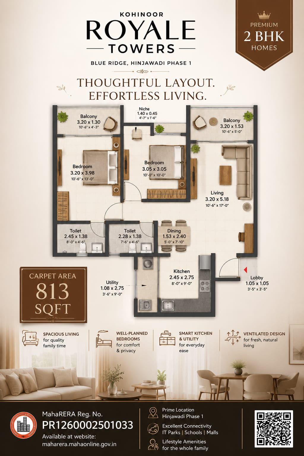 2 BHK floor plan