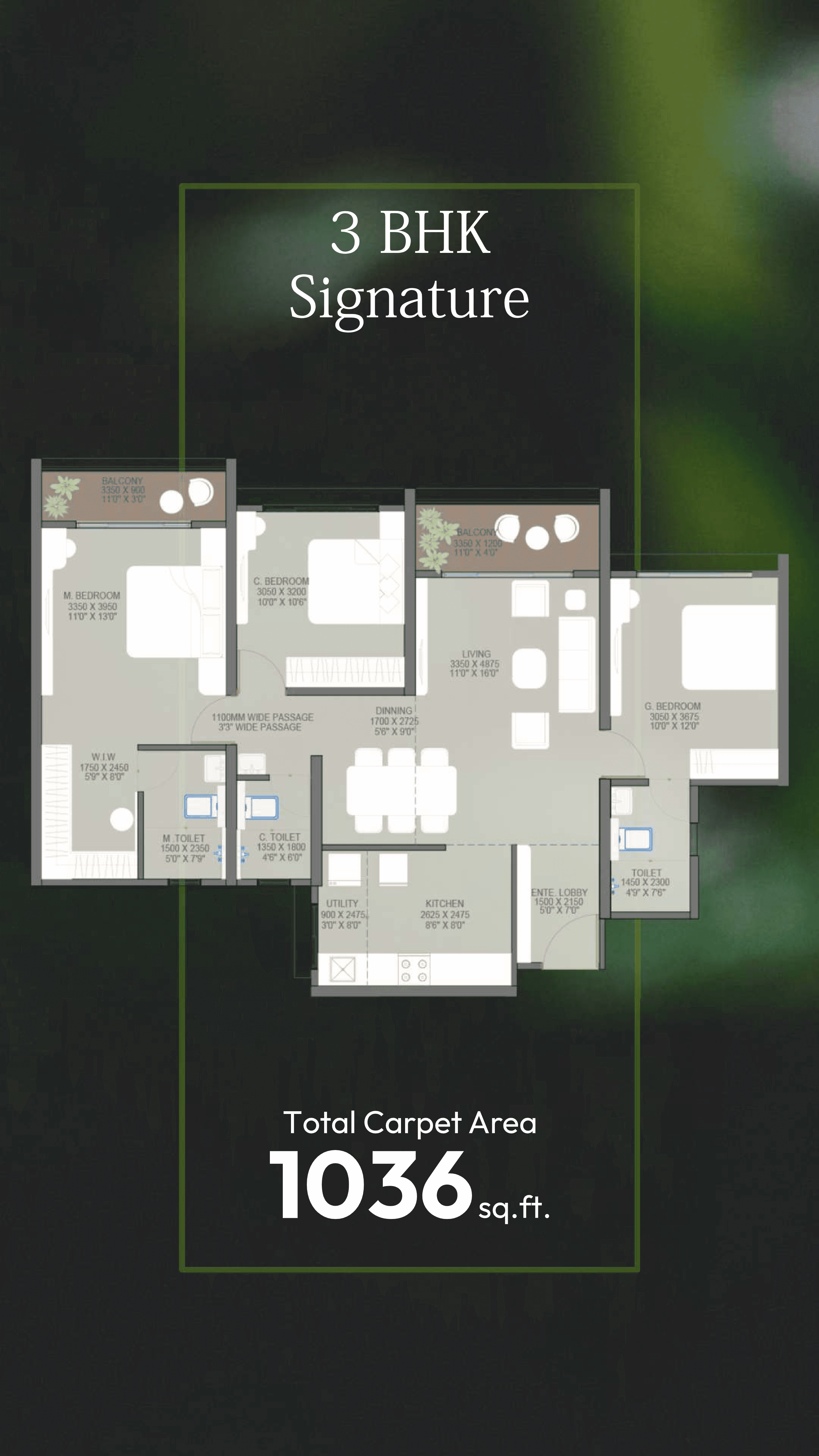 3 BHK floor plan