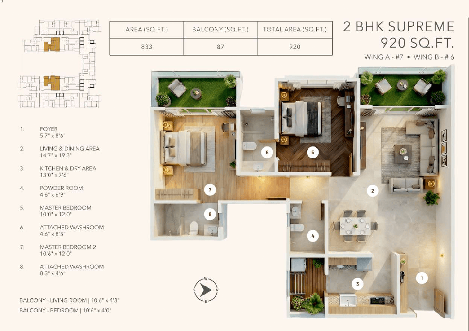 2 BHK floor plan
