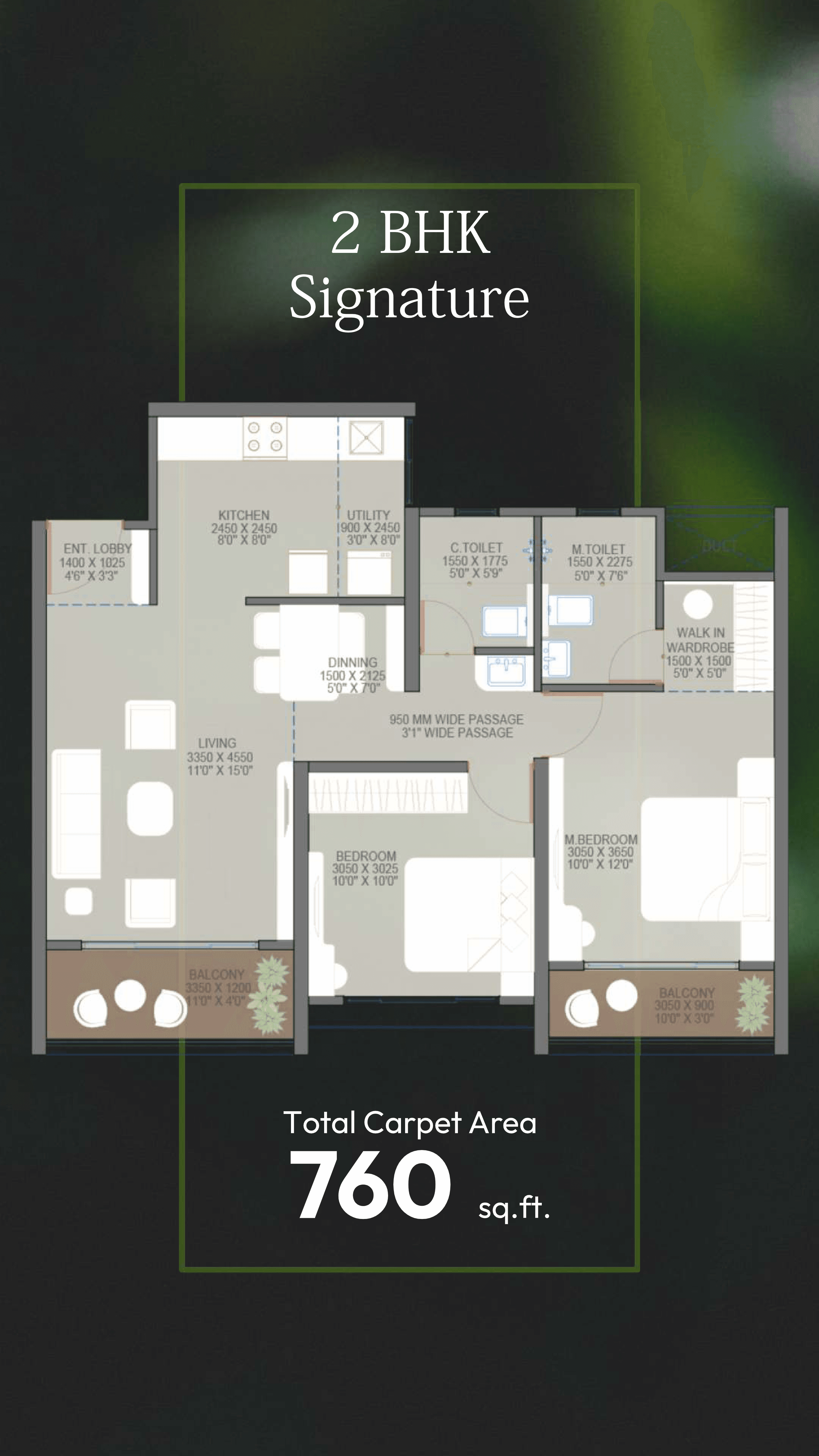 2 BHK floor plan