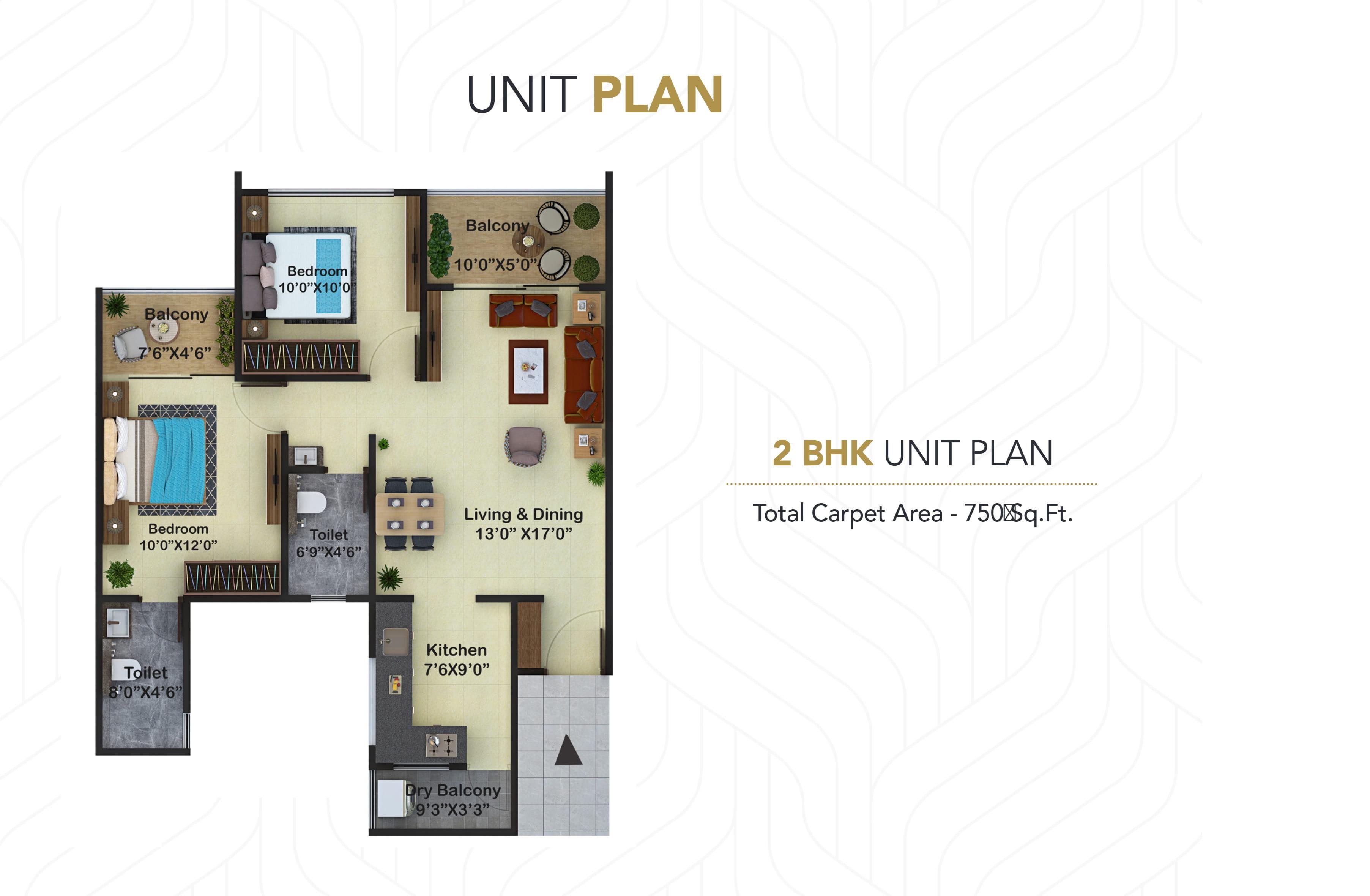 2 BHK floor plan