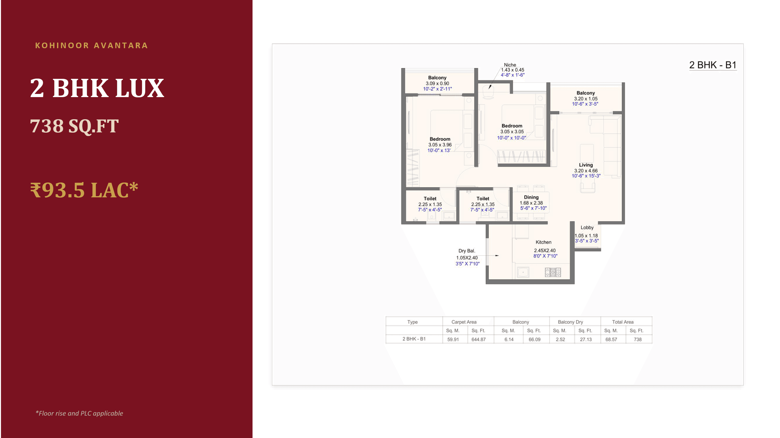 2 BHK floor plan