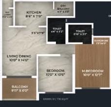 2 BHK floor plan